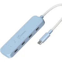 j5create Umweltfreundlicher USB-C-zu-Hub Typ C Gen 2 mit 4 Anschlüssen, USB 3.2 Gen 1 (3.1 Gen 1) Ty (USB-C, 4 Ports), Dockingstation + Hub, Blau