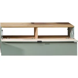 Innostyle Wohnwand "Ina Wohnwand, 280x185x44 cm (B/H/T)", schilfgrün, artisan eiche, ABS-Kunststoff, Glas, Holzwerkstoff, MDF, Metall, Kastenmöbel-Sets, Wohnwand
