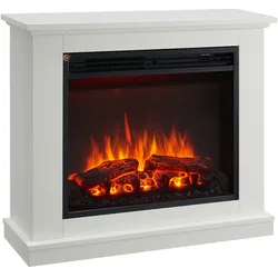 BALDERIA Elektrokamin Phanos | Elektrischer Standkamin, Heizung, LED-Beleuchtung, 3D-Flammeneffekt & Fernbedienung | Weiß