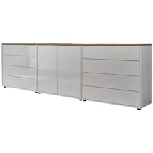 BMG Möbel Kommode Mailand Set 4 Artisan (in Weiß-Oberboden Artisan Eiche/Hochglanz Weiß), Schubladenkommode Anrichte Sideboard