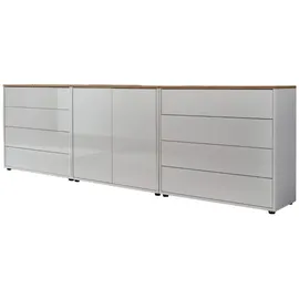 BMG Möbel Kommode Mailand Set 4 Artisan (in Weiß-Oberboden Artisan Eiche/Hochglanz Weiß), Schubladenkommode Anrichte Sideboard