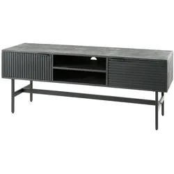 KAWOLA Lowboard ELVAS TV-Board Mango massiv schwarz 2 Schubladen