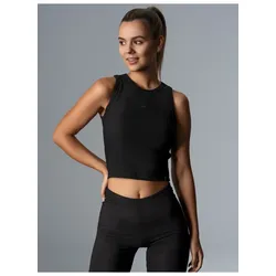 Crop-Top TRIGEMA "TRIGEMA Cropped Top aus elastischem Doppelripp", Damen, Gr. M, schwarz, 90% Baumwolle, 10% Elastan, Basic, Tops