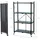 Proregal Lagerregal Metall 127x72x34 cm Schwarz 4 Böden mit Rollen