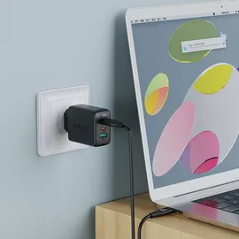OEM Acefast 2W1 Netzwerk-Ladegerät 2x Usb C / Usb 65w Pd, Qc 3.0+Kabel Weiß