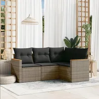 Gecheer 4-TLG. Gartenlounge Set, Balkonlounge Set, Terrassensofa, Loungemöbel Polyrattan, Polyrattan Gartenmöbel, Garten Sofa Set, Kissen