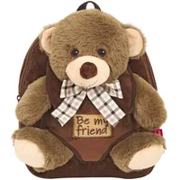 Perletti Kuscheltier Braunbär Rucksack für Kinder mit Plüschtier Bär