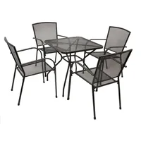 DEGAMO Garnitur CLASSIC 5-teilig, (4x Stapelsessel, 1x Tisch 70x70cm) Streckmetall anthrazit