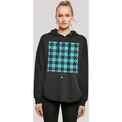 Kapuzenpullover F4NT4STIC "Hahnentritt Karo blau", Damen, Gr. M, schwarz, Obermaterial: 100% Baumwolle, casual, oversize, Langarm, Pullover, Print