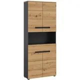 xonox.home Canu Hochschrank 76 x 193 cm Eiche/Grau Holz