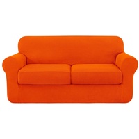 Sofahusse 2/3 Sitzer Spandex Stretch Sofabezug mit separaten Sofakissenbezügen, SUBRTEX, mit leichtem Struktur-Effekt orange