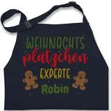 Kinderschürze Schürze Kinder Jungen Mädchen - Weihnachtsschürze - Weihnachtsplätzchen Experte - 7-14 Jahre - Navy Blau - weihnachten weinachten weihnachtliches weihnacht personalisierte xmas - 7-13 Jahre