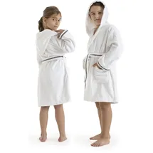 Bruno Banani Kinderbademantel BRUNO BANANI "Danny, Ideal für Zuhause, Schwimmbad oder im Urlaub" Gr. 104, weiß, L:61cm, Walkfrottee, Hausmäntel, mit Logostreifen, aus 100% Baumwolle