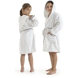 Bruno Banani Kinderbademantel BRUNO BANANI "Danny, Ideal für Zuhause, Schwimmbad oder im Urlaub" Gr. 104, weiß, L:61cm, Walkfrottee, Hausmäntel, mit Logostreifen, aus 100% Baumwolle