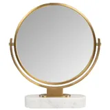 Casa Padrino Luxus Schminkspiegel Gold / Weiß H. 51 cm - Schminktisch Spiegel