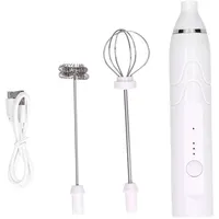 Eosnow 3-stufiger Multifunktionaler Milchaufschäumer, Tragbarer Elektrischer Milchaufschäumer, Usb-ladefunktion (weiß)