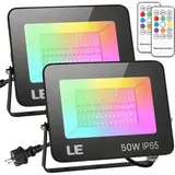Lepro 50W LED Strahler RGB mit RF-Fernbedienung, 2er Wasserdicht LED Fluter mit Memory-Funktion, Dimmbar Farbwechsel Außenstrahler, IP65 Farbig Außenlampe, Bunt Flutlicht für Garten, Party Deko, Hotel