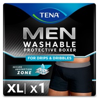 TENA Men – Schutzhose für Herren, waschbar, für leichte Blasenschwäche, klassischer Schnitt, Schwarz, Größe XL
