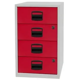 BISLEY Home Standcontainer lichtgrau, kardinalrot 4 Auszüge Kunststoff-Muldengriff schwarz 41,3 x 40,0 x 67,2 cm