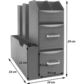 Mendler Kaffeestation für Zubehör HWC-L97, Tee Kaffee Organizer Aufbewahrungsbox mit 2 Schubladen und 7 Fächern, 29x14x33cm