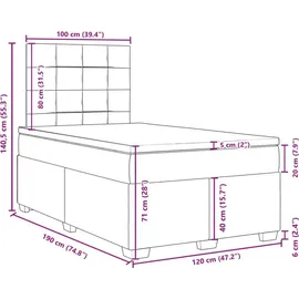 vidaXL Boxspringbett 120 x 190 cm Creme