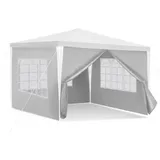 Pavillon 3x3 m Weiß Partyzelt Gartenpavillon mit Seitenteilen für Garten Camping