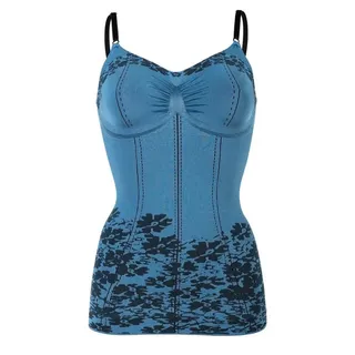 Belly Cloud Spaghettitop Shapetop mit Blumen & Nadelstreifendesign blau M