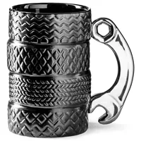 Gadget Master Reifen-Keramiktasse, silberner Schraubenschlüsselgriff, spülmaschinenfest, 450 ml