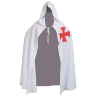 BLESSUME Ritter Kostüm Hospitaller Karneval LARP Weiß Cloak mit Kreuz (Weiß 1)