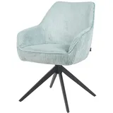 B&D home Esszimmerstuhl ARVIT – Drehbarer Armlehnstuhl mit Taschenfederkern & 360° Funktion – Polsterstuhl in Cord Blau – Moderner Küchenstuhl mit Soft-Cord & Metallgestell Schwarz