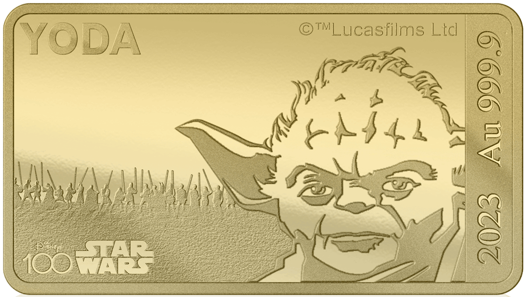 Offizielle STAR WARSTM-Gold-Barrenmünze „Yoda“