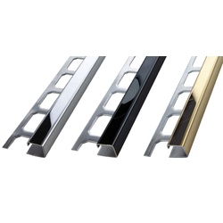 Quadratprofil / Ecken Chrom-Optik, schwarz, gold | Innen-/Aussenecke Vollmaterial Edelstahl - Chrom-Optik - 12,5 mm