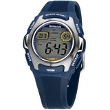 Sinar Jungen-Armbanduhr Jugenduhr Sportuhr Outdoor Digital Quarz 10 bar mit Resinarmband und Licht Blau Silber XE-50-2