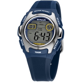 Sinar Jungen-Armbanduhr Jugenduhr Sportuhr Outdoor Digital Quarz 10 bar mit Resinarmband und Licht Blau Silber XE-50-2