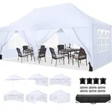 TOOLUCK Faltpavillon 3X6, Pavillon 3x6m Wasserdicht Stabil Winterfest, Faltbar Partyzelt mit 6 Seitenwänden & 4 Sandsack Pop up Gartenpavillon Anti-UV für Freien, Weiß