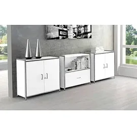 Kerkmann Anbautisch höhenverstellbar Lago weiß, chrom halbrund 80,0/100,0 x 100,0 x 72,0 - 82,0 cm