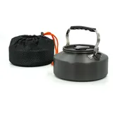 Intirilife Camping Wasserkocher Outdoor Kochkessel aus Aluminium in Schwarz mit 1.1 L Füllmenge - Tee Kessel Kanne zum Kochen von Wasser Tee Kaffee oder Suppe beim Camping oder auf Reisen