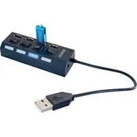 Schwaiger Schwaiger® USB 2.0 HUB 4 fach Schwarz mit Schalter und Status LED