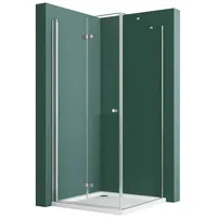 Hopibath Eckdusche Falttür Duschkabine Duschtür faltbar mit Seitenwand, BxT: 80x80 cm, 5mm Sicherheitsglas, Scharniertür mit Seitenteil, 75-120 x 75-90 x 185 cm, mit Alu Bodenleiste & Alu Haltestangen silberfarben 80 cm x 185 cm x 80 cm