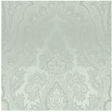 Profhome Barock Tapete Paisley glitzernd 0,53 m x 10 m 5,33 m2 Grün/Silber 387081-GU