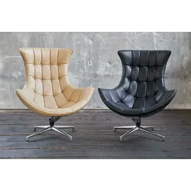 KAWOLA Drehsessel SKIO Leder 75 x 75 x 75 cm Schwarz