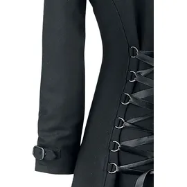 Gothicana by EMP Damen schwarzer langer Wollmantel mit großer Kapuze S - S