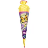 ROTH Schultüte Stoffwunder Schmetterling 85 cm groß - 6-eckig Stoffschultüte Spitze