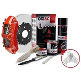 Omac Bremssattellack Bremssattelfarbe Auto Lack Set | Bremsenreiniger und das Härtemittel Hitzebeständig Komplettsatz für 4 Bremssättel 7-teiliges