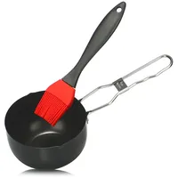 COM-FOUR® 2-teiliges Glasier-Set - Stielkasserolle - Soßentopf und Silikon