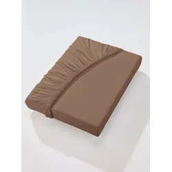 Betttuch WÄSCHEPUR Gr. 3, braun (cognac), B:180-200cm L:200cm, Mako-Jersey, 100% Baumwolle, Laken