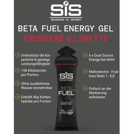 Science in Sport BETA Fuel Dual Source Gel Erdbeere Limette 6 x 60 ml