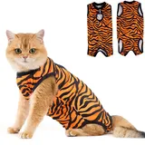 Avont Katzenbody nach OP Erholungsanzug Kleidung Modal Recovery Kastration Spay Entwöhnung Leckschutz Suit für Katze, Bauchwunden oder Hautkrankheiten -M-Tiger