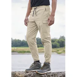Jogger Pants JOHN DEVIN, Herren, Gr. 56, N-Gr, beige (sand), Obermaterial: 95% Polyamid, 5% Elasthan, unifarben, sportlich, bequem knöchellang, Hosen, Trekking-Outdoor-Hose mit Belüftung im Kniebereich