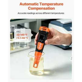 Vevor TDS-Messgerät, Messbereich 0–9990 ppm, EC/TDS-Mehrparametermessung, Digitales Wassermessgerät mit Automatischer Zeitregelung, Übersichtliches VA-Display, für Trinkwasserqualitätsprüfung